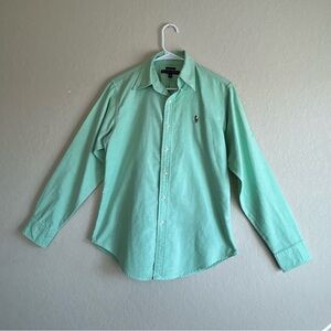 Ralph Lauren Shirt Men’s Size 8 Green Classic Fit Button Down Long Sleeve